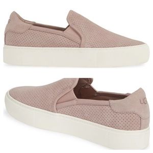 UGG Abies Perforated Slip-On Platform Suede Sneaker size US 8